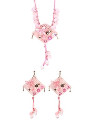 Amir Slama bead-embellished pendant - Pink