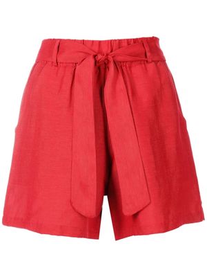 Amir Slama belted elasticated short shorts - Red