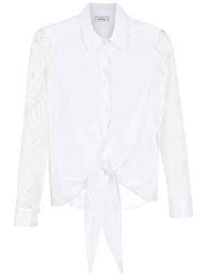 Amir Slama broderie-anglais lace panelled shirt - White