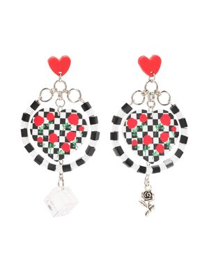 Amir Slama checkerboard-pattern heart earrings - Black