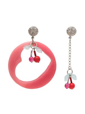 Amir Slama cherry-motif asymmetric earrings - Pink