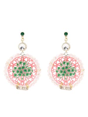 Amir Slama clover pendant earrings - Pink
