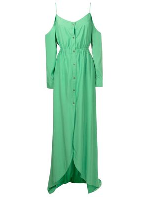 Amir Slama cold-shoulder floor length dress - Green