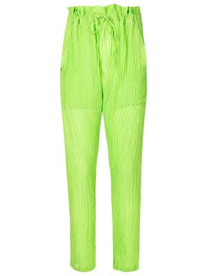 Amir Slama crinkle-effect silk trousers - Green