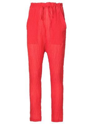 Amir Slama crinkle-effect silk trousers - Red