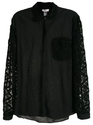 Amir Slama crochet-detail long-sleeved shirt - Black