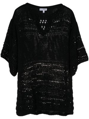 Amir Slama crochet-knit v-neck T-shirt - Black