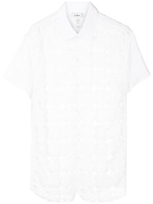 Amir Slama crochet-panel short-sleeved shirt - White