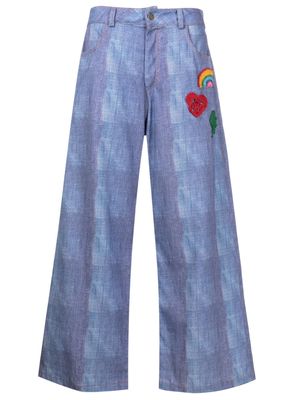 Amir Slama crochet-patch culotte trousers - Blue