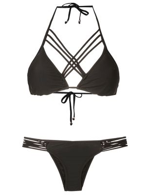 Amir Slama crossover-strap bikini set - Black