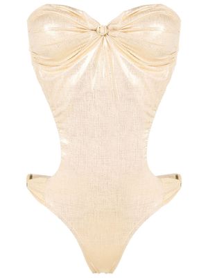 Amir Slama cut-out detail swimsuit - Gold