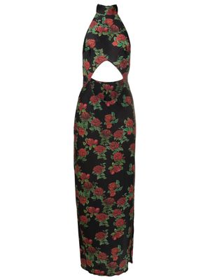 Amir Slama cut-out floral-pattern maxi dress - Black
