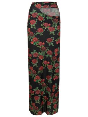 Amir Slama cut-out floral-pattern maxi skirt - Black