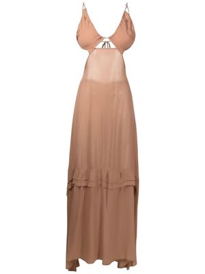 Amir Slama cut-out semi-sheer maxi dress - Brown