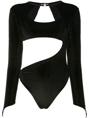 Amir Slama cutout velvet-effect bodysuit - Black