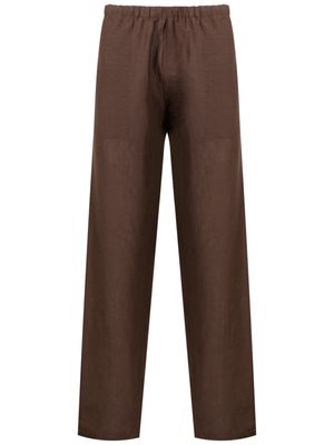 Amir Slama elasticated-waistband linen trousers - Brown