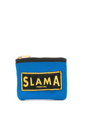 Amir Slama embroidered-logo purse - Blue