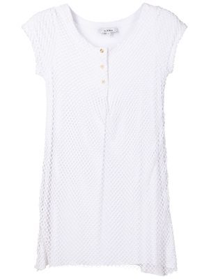 Amir Slama fisherman knit-overlay mini dress - White