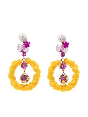 Amir Slama floral appliqué drop earrings - Yellow
