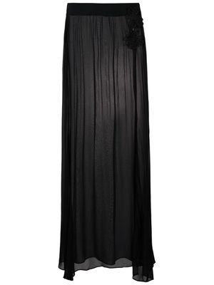 Amir Slama floral-appliqué maxi skirt - Black