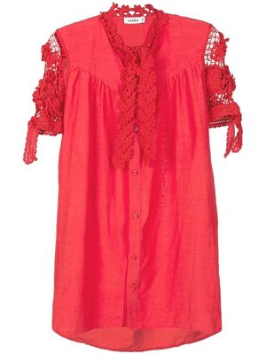 Amir Slama floral-lace detail shirt dress - Red