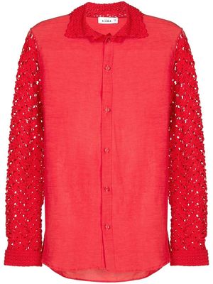 Amir Slama floral-lace detail shirt - Red