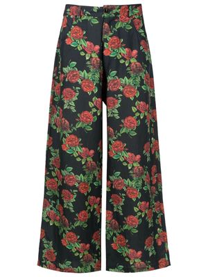 Amir Slama floral-pattern culotte trousers - Black
