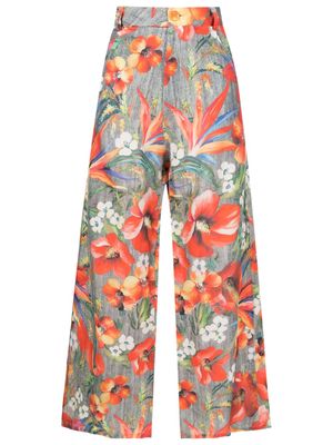 Amir Slama floral-pattern high-waisted trousers - Multicolour