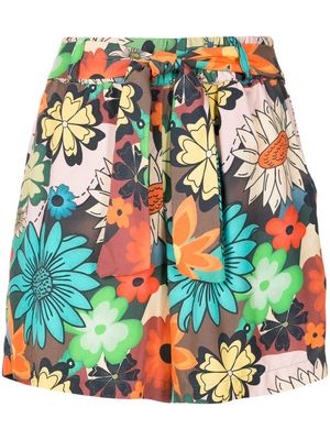 Amir Slama floral-print belted shorts - Multicolour