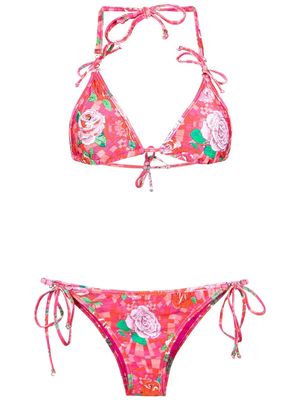 Amir Slama floral-print bikini set - Pink