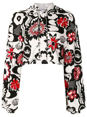 Amir Slama floral-print cropped hoodie - White