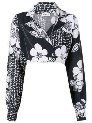 Amir Slama floral-print cropped shirt - Black