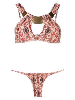 Amir Slama floral-print cut-out bikini - Red