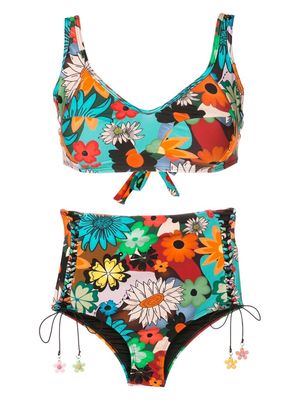 Amir Slama floral-print high-waisted bikini - Multicolour