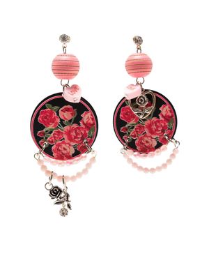 Amir Slama floral-print pearl-detail earrings - Pink