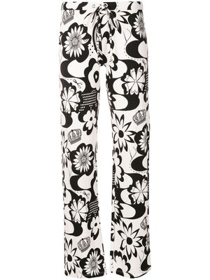 Amir Slama floral-print straight trousers - Black