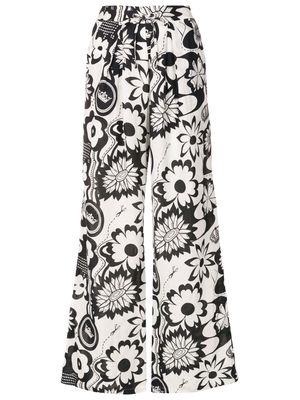 Amir Slama floral-print wide-leg trousers - Black