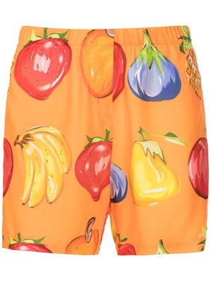 Amir Slama fruit-print elasticated-waistband shorts - Orange