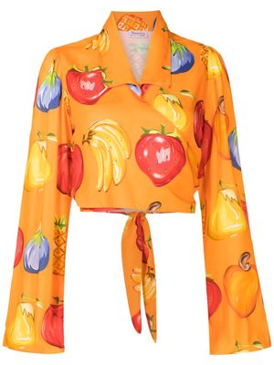 Amir Slama fruit-print long-sleeved shirt - Orange