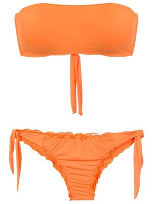 Amir Slama gathered-detailing bandeau bikini - Orange