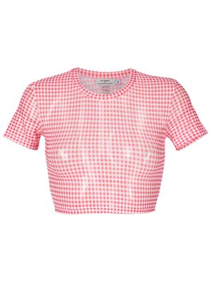 Amir Slama gingham-check pattern crop T-shirt - Red