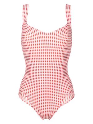 Amir Slama gingham-check pattern swimsuit - Red