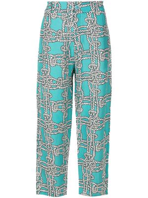 Amir Slama graphic-print cropped trousers - Blue