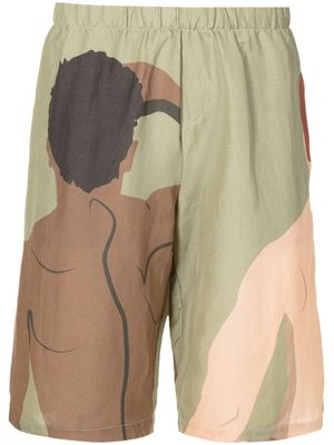 Amir Slama graphic-print deck shorts - Green