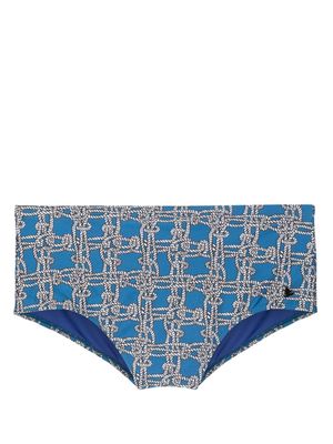 Amir Slama graphic-print elasticated-waistband swimming trunks - Blue