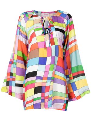 Amir Slama graphic-print long-sleeved dress - Multicolour
