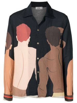 Amir Slama graphic-print long-sleeved shirt - Brown