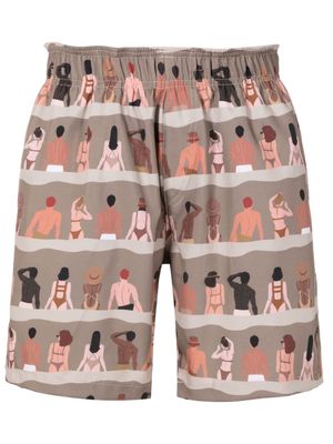 Amir Slama graphic-print shorts - Brown