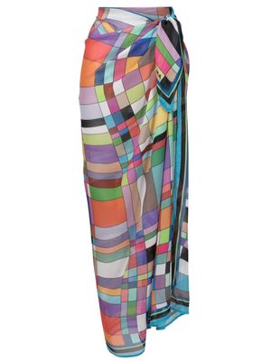 Amir Slama graphic-print side-tie pareo skirt - Multicolour