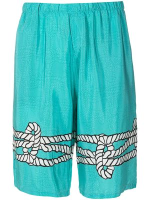 Amir Slama graphic-print silk bermuda shorts - Blue